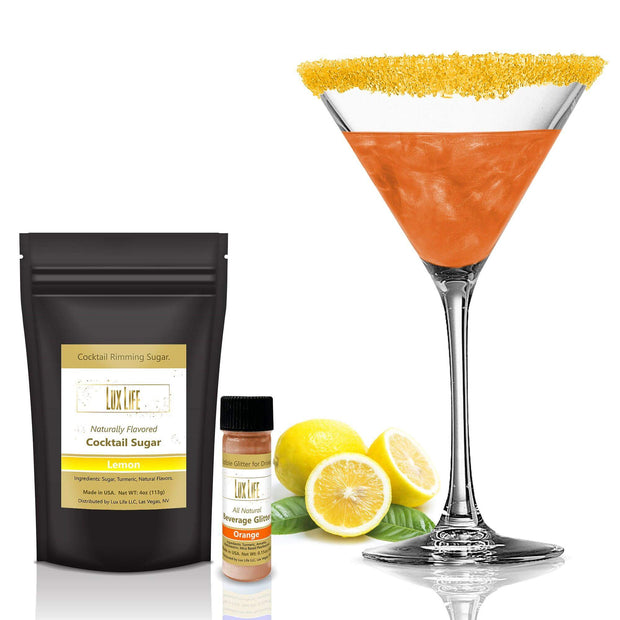 Lux Life 4g Edible Glitter for Beverages with 4oz Cocktail Rimming Sugar Combo Pack - LuxLifeGlitter