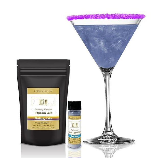 Lux Life Edible Glitter for Drinks, All Natural Ingredient Flavored Margarita Salt, Combo Pack with Brew Glitter and Flavored Cocktail Salt - LuxLifeGlitter