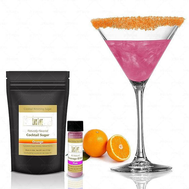 Lux Life 4g Edible Glitter for Beverages with 4oz Cocktail Rimming Sugar Combo Pack - LuxLifeGlitter